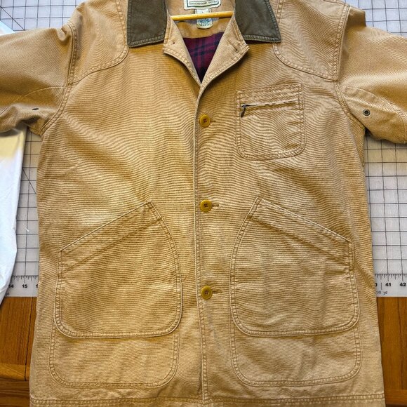 L.L. Bean Men's Original Field Coat Barn Chore Jacket Flannel Lined sz L Tan - Picture 6 of 9
